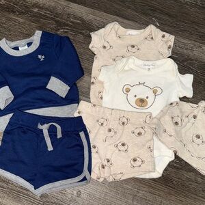 Baby Bear Outfit Set in Blue and Cream